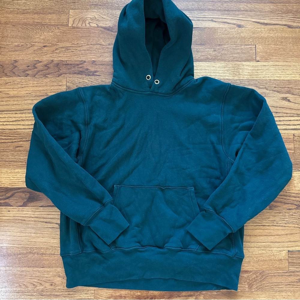 Les Tien Hoodie Small Made in USA Luxury Cotton Pullover Green Oversized C25